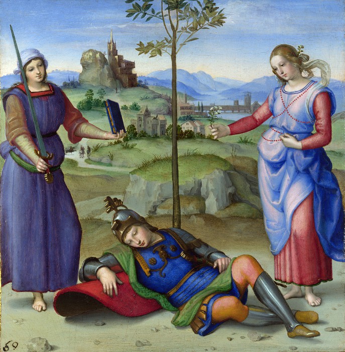 意大利画家拉斐尔（Raphael）–寓言（骑士的幻象）高清下载