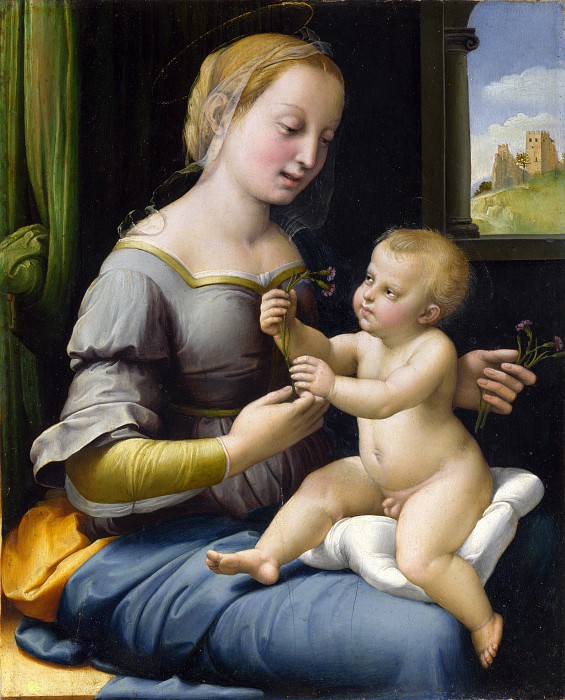 意大利画家拉斐尔（Raphael）–粉红色的圣母（La Madonna dei Garofani）作品高清下载