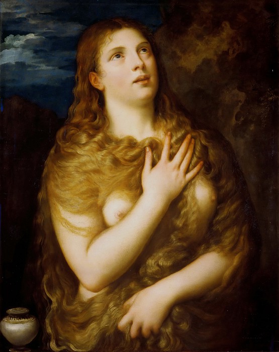 提香（Titian）-玛丽·抹大拉的悔改 高清油画作品