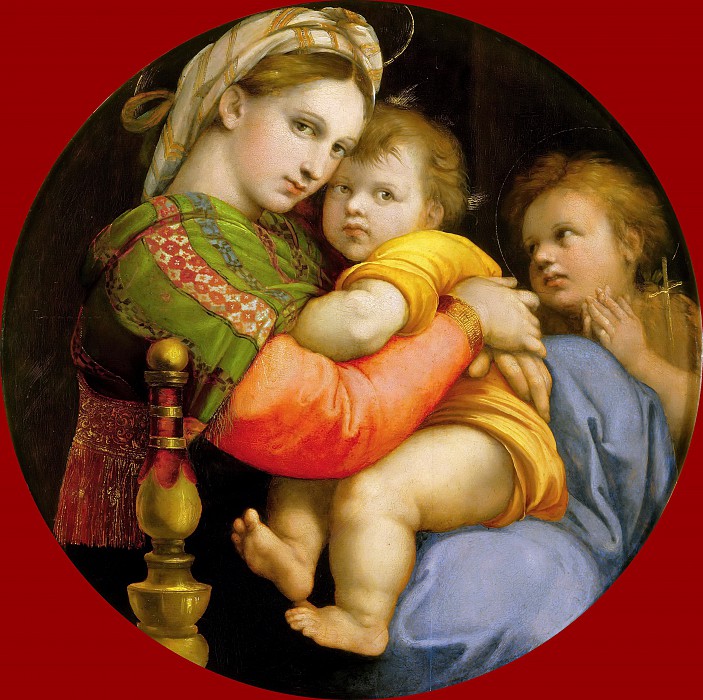 意大利画家拉斐尔（Raphael）–麦当娜与孩子和年轻的圣约翰 高清下载