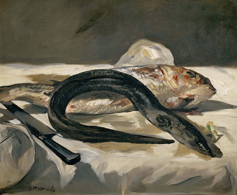 爱德华·马奈(édouard Manet) –鳗鱼和鱼 高清油画