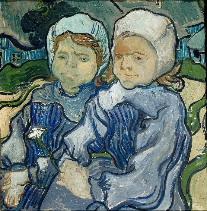 文森特·梵高（Vincent van Gogh） –两个孩子 高清油画下载