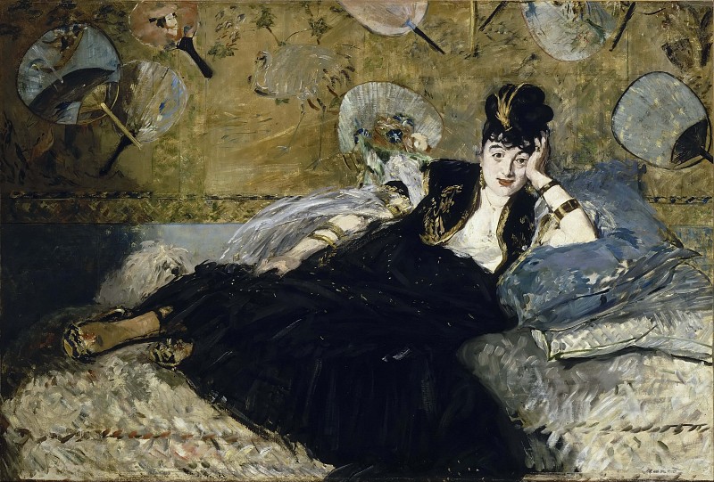 爱德华·马奈（ édouard Manet） -《带风扇的女人》（妮娜·卡里亚斯）（Nina de Callias）高清下载