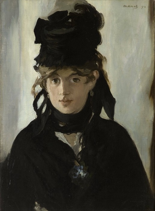 爱德华·马奈（Edouard Manet） –贝尔特·莫里索（ Berthe Morisot），捧着一束紫罗兰高清下载