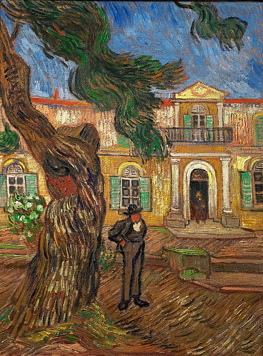 文森特·梵高（Vincent van Gogh）–圣保罗医院花园中的松树人物 高清作品下载