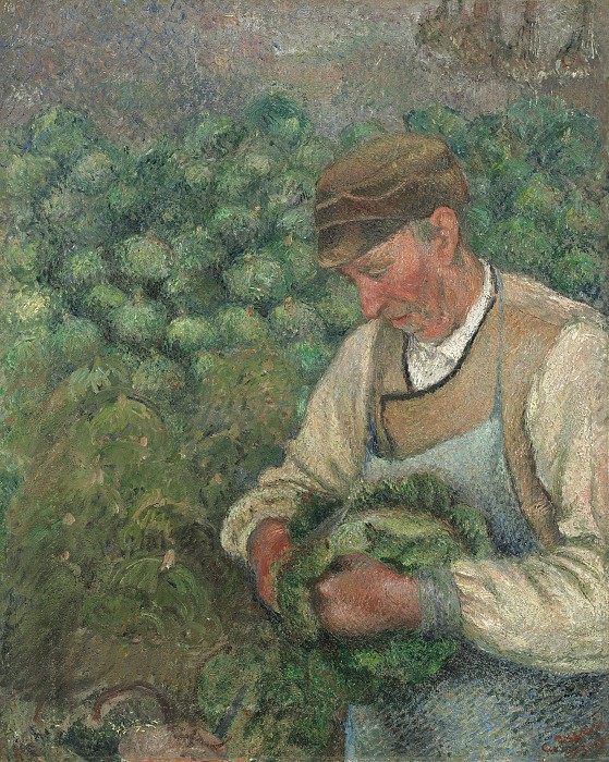 卡米尔·毕沙罗(Camille Pissarro)–园丁–老农民和白菜 高清下载