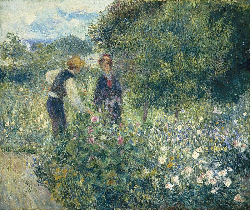 皮埃尔·奥古斯特·雷诺阿（Pierre-Auguste Renoir）-摘花 高清油画下载