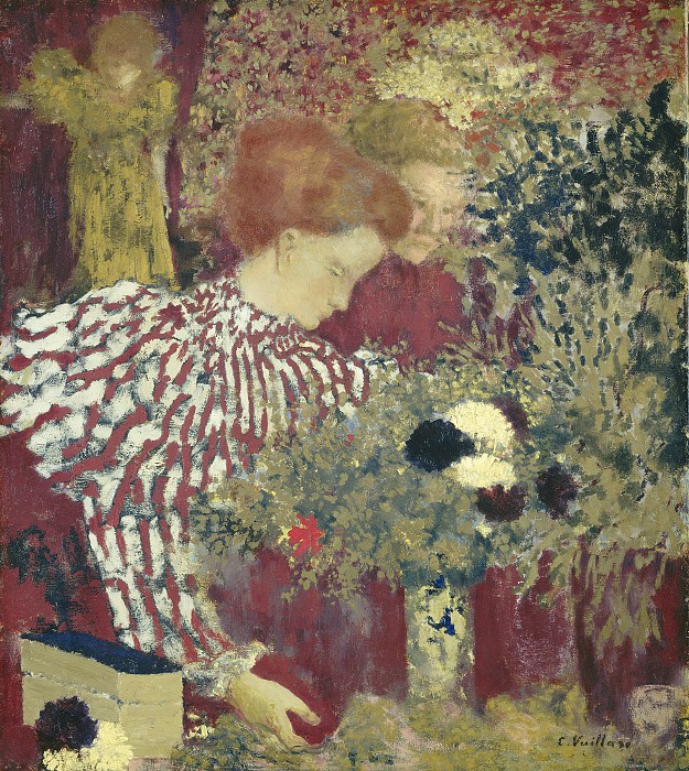 爱德华·维亚尔(Edouard Vuillard)–穿着条纹连衣裙的女人 高清下载