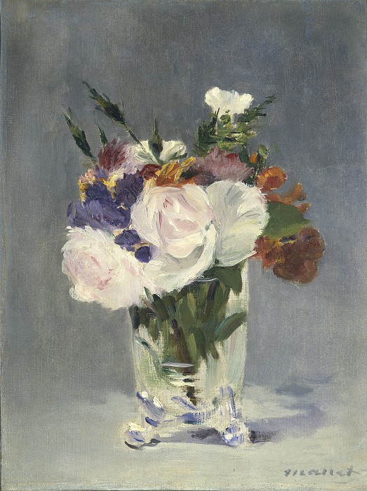 爱德华·马奈（Edouard Manet）–水晶花瓶中的花朵 高清油画