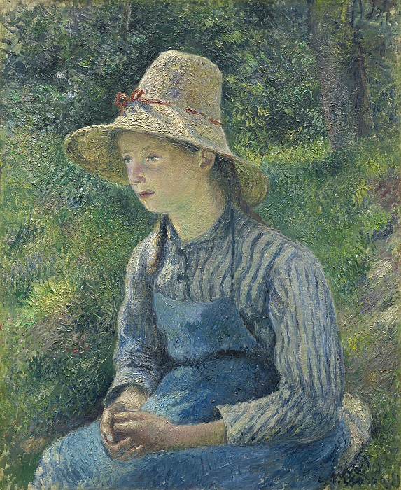卡米尔·毕沙罗（Camille Pissarro）–戴着草帽的农民女孩 油画下载