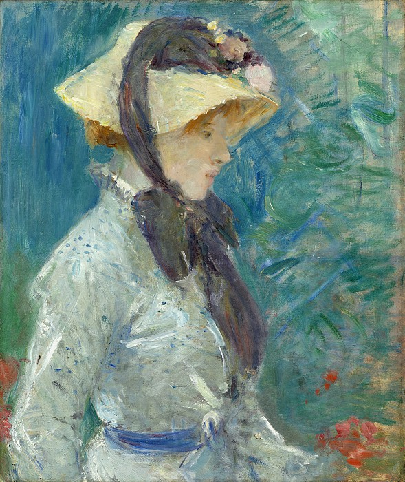 贝特·莫里索（Berthe Morisot） -戴草帽的年轻女子 高清下载