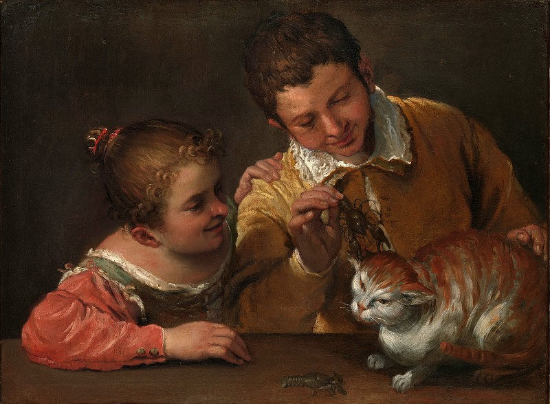 安尼巴莱·卡拉奇（Annibale Carracci ）–两个孩子戏弄猫 高清下载