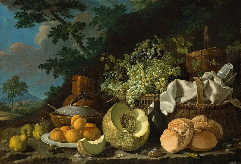 路易斯·埃吉迪奥·梅伦德斯(Luis EgidioMeléndez,西班牙,1716-1780年)–下午餐(La Merienda)作品