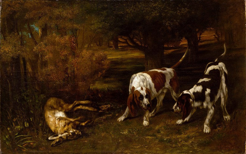 古斯塔夫·库尔贝（Gustave Courbet）–死野兔与猎狗 油画下载