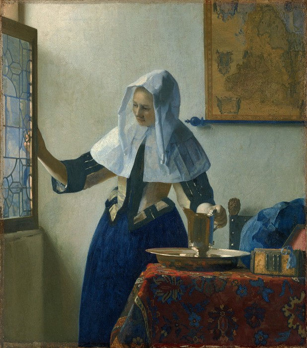 约翰内斯·维米尔（Johannes Vermeer）–《大水笼的年轻女子》作品