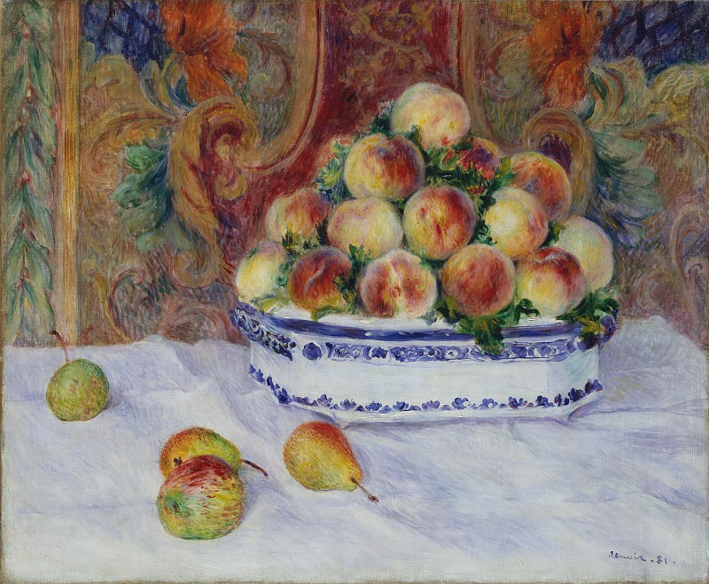 皮埃尔·奥古斯特·雷诺阿(Auguste Renoir)–桃花静物画 油画作品