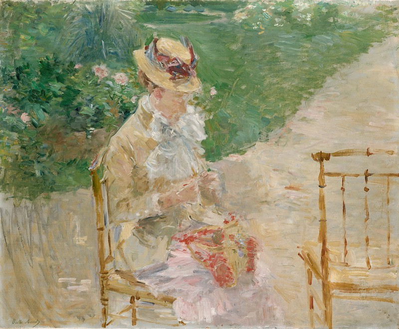 贝特·莫里索（Berthe Morisot）-编织的年轻女子作品