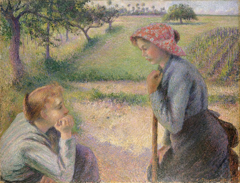 卡米尔·毕沙罗（Camille Pissarro）–两个年轻的农民妇女 油画作品