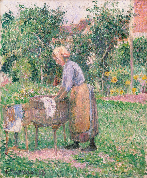 卡米尔·毕沙罗 （ Camille Pissarro）-埃拉尼·卡米尔·毕沙罗（Eragny Camille Pissarro）的一名洗衣妇 油画