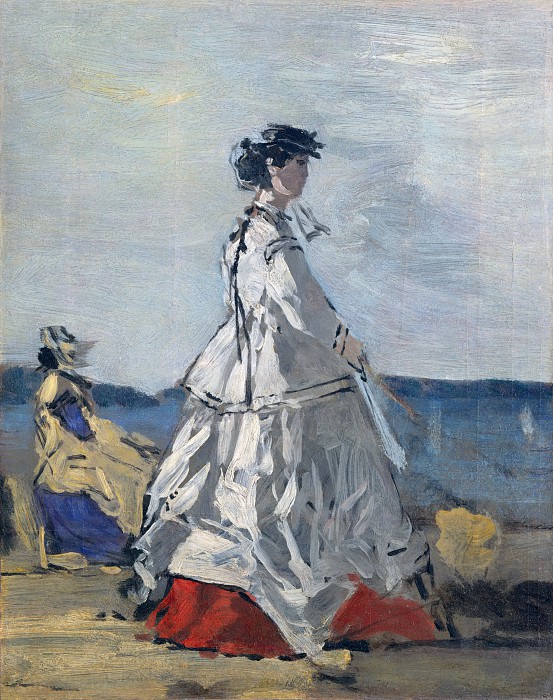 欧仁·布丁（EugèneBoudin）–海滩宝琳娜·麦特妮（Pauline Metternich）公主（1836–1921）油画作品