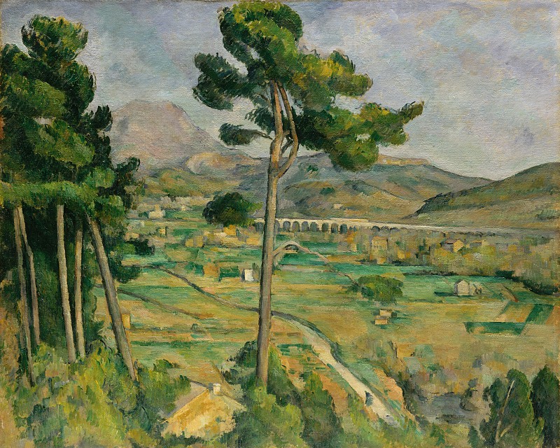 保罗·塞尚（Paul Cézanne）–圣维克多山和阿尔克河谷的高架桥 油画作品