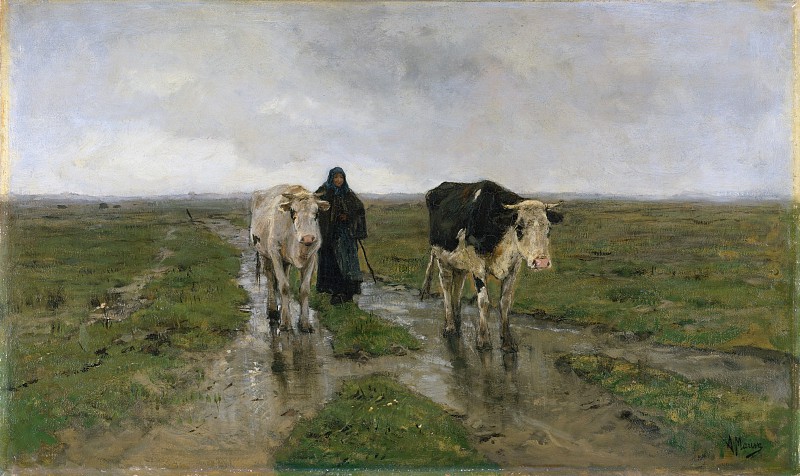 安东·莫夫（Anton Mauve）–牧场变更 油画作品