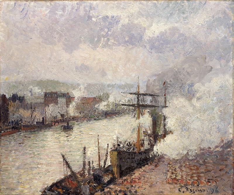 卡米尔·毕沙罗(Camille Pissarro)–鲁昂轮船 油画