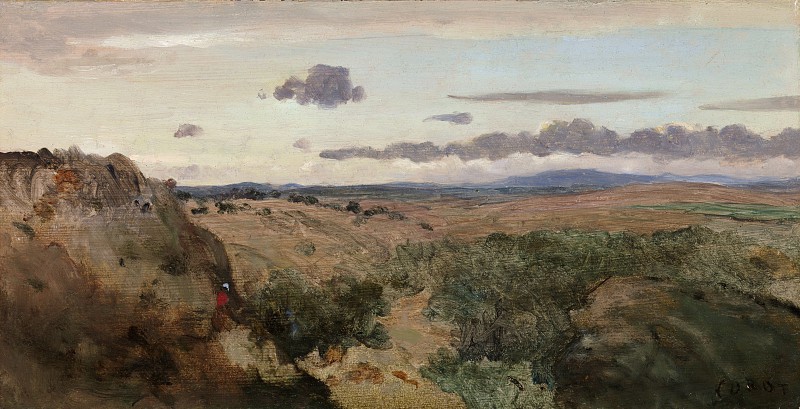 让·巴蒂斯特·卡米尔·柯罗（Jean-Baptiste-Camille Corot）–山地景观 油画作品