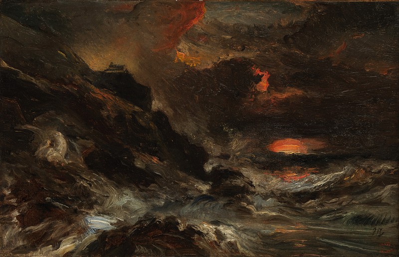 欧仁·伊莎贝（EugèneIsabey）-诺曼底海岸的暴风雨 油画