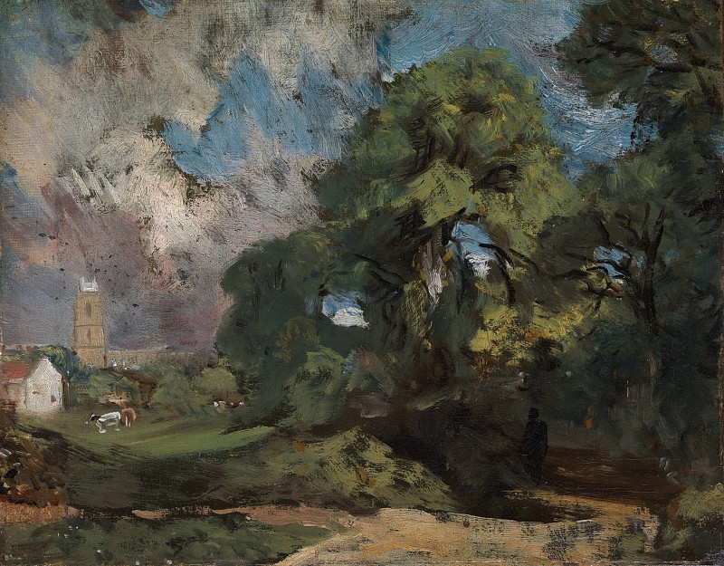 英国画家约翰·康斯特勃（John Constable）–斯托克·奈兰德 油画