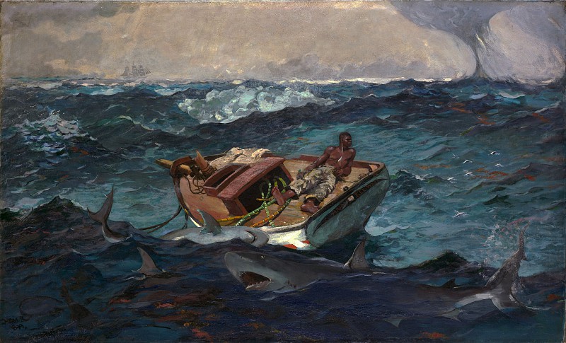 温斯洛·荷马（ Winslow Homer）–湾流 油画