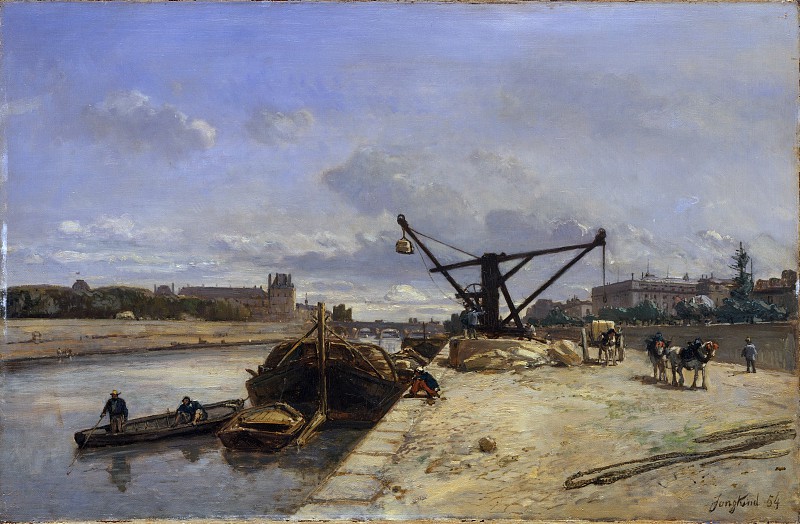 约翰·巴特霍尔德·琼金德 （ Johan Barthold Jongkind）-奥赛码头的景色油画