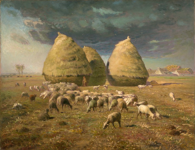 让-弗朗索瓦·米勒(Jean-Francois Millet)–干草堆：秋季油画
