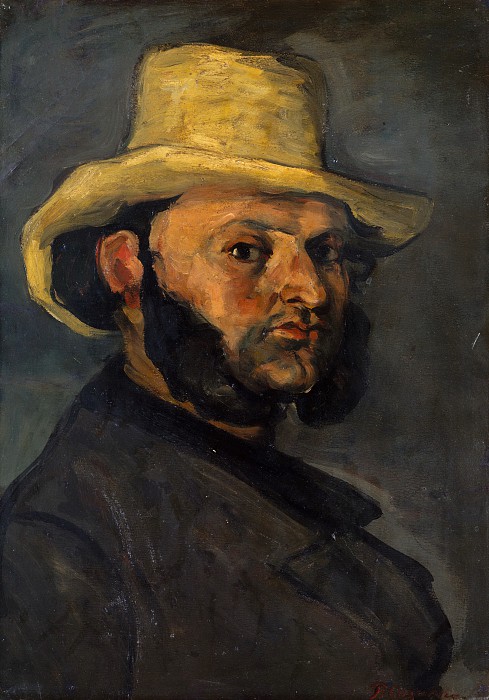 保罗·塞尚（Paul Cézanne）-戴草帽的古斯塔夫·博耶油画作品