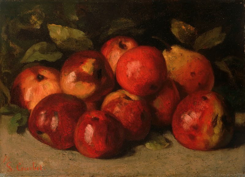 古斯塔夫·库尔贝(Gustave Courbet),法国,1819-1877年–静物与苹果和梨油画