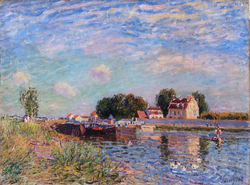 阿尔弗雷德·西斯利（Alfred Sisley）圣马梅斯运河油画