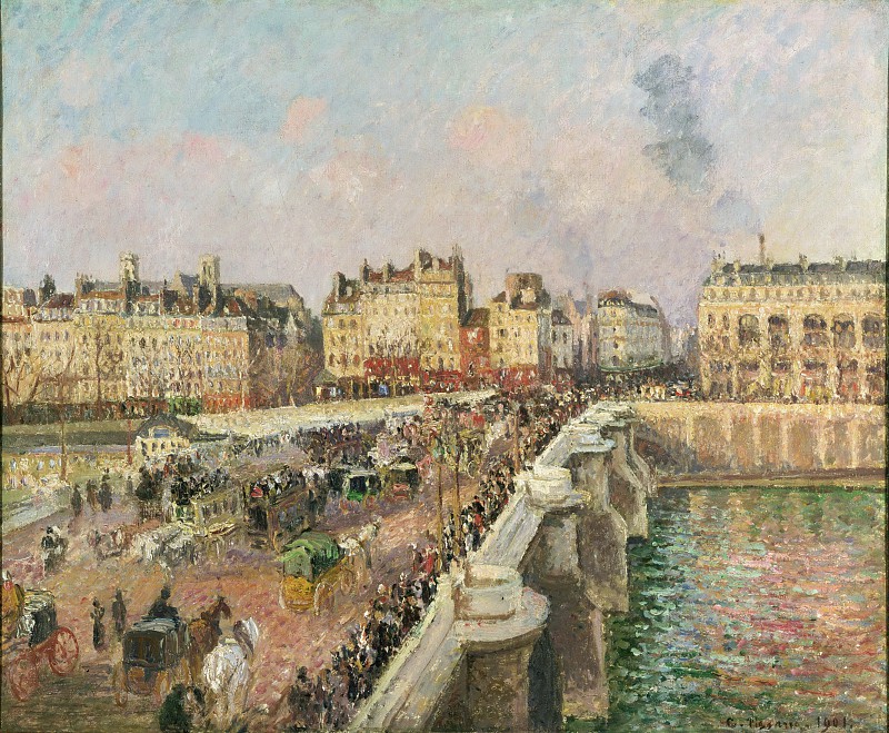 卡米尔·毕沙罗 （ Camille Pissarro）–午后的阳光，新桥油画