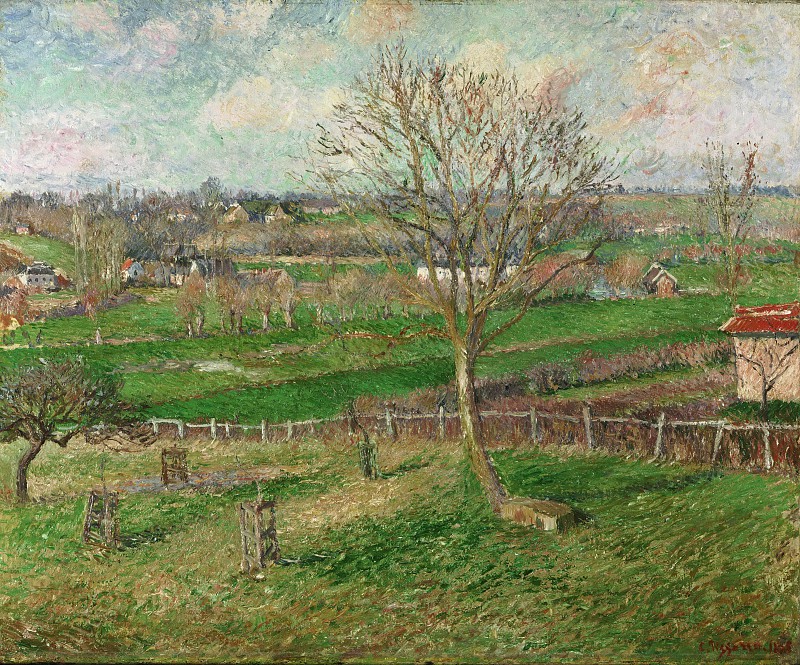 卡米尔·毕沙罗 （ Camille Pissarro）–《野外与大胡桃树》油画