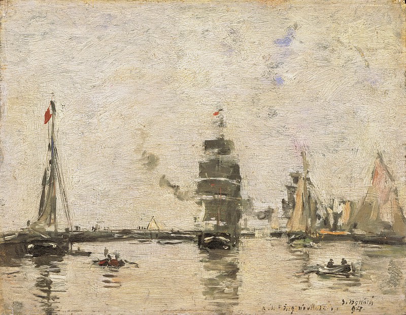 欧仁·布丁（EugèneBoudin）–1894年在特鲁维尔港的船油画