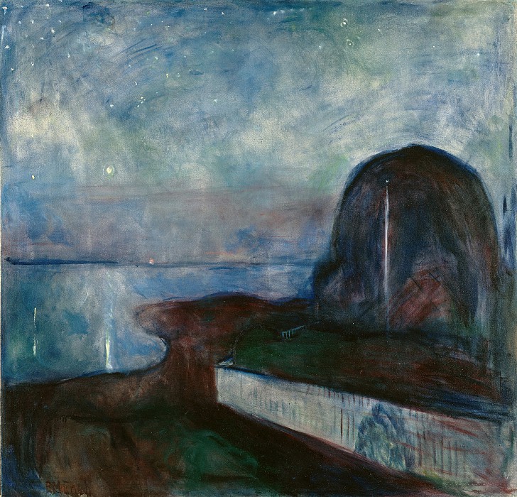 爱德华·蒙克（Edvard Munch）高清作品-繁星之夜1893油画作品