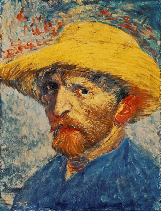 文森特·梵高（Vincent van Gogh） –自画像，带草帽油画