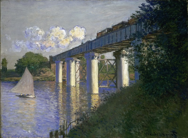 克洛德·莫奈（Claude Monet）–铁路桥1874年高清油画