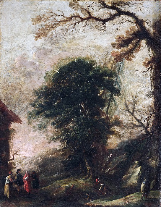 塞科·布拉沃（弗朗切斯科·蒙特拉蒂奇）–有人物的风景油画