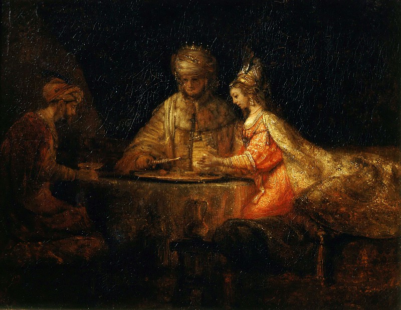 伦勃朗·范·瑞恩（ Rembrandt Harmenszoon Van Rijn） –阿苏鲁斯，哈曼和埃丝特油画