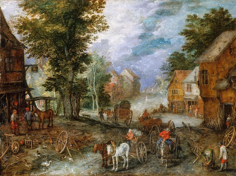 扬·布鲁格赫尔（Jan Brueghel The Elder） –铁匠铺风景油画