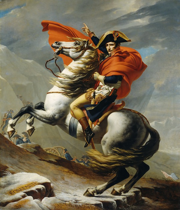 雅克·路易·大卫（ Jacques-Louis David） – Bonaparte穿越大圣贝纳德山口油画