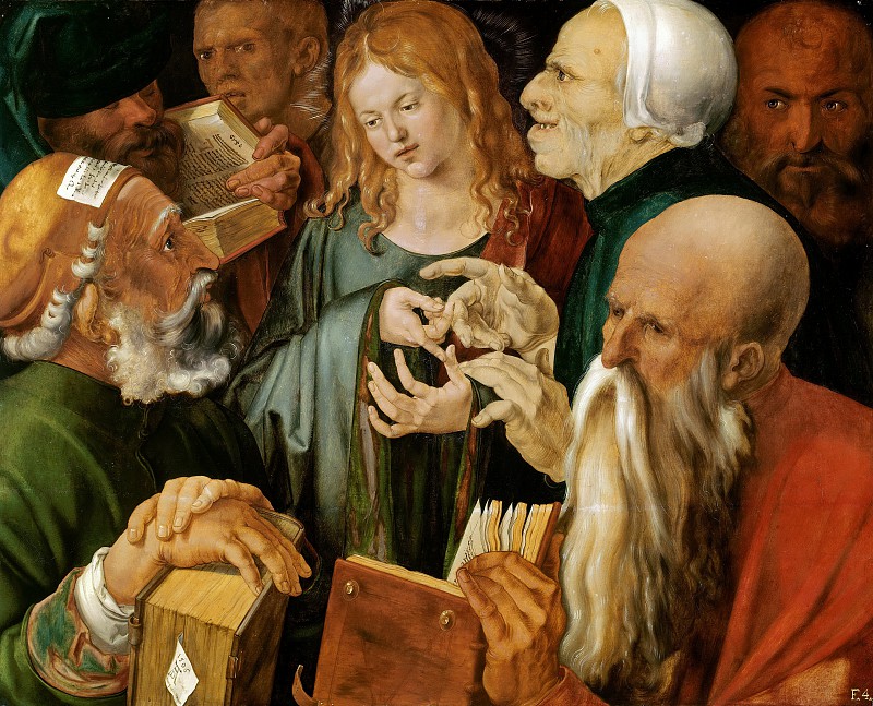 阿尔布雷希特·丢勒 –耶稣在医生中1506年油画作品