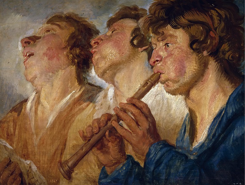 雅各布·乔丹斯-三位旅行音乐家油画