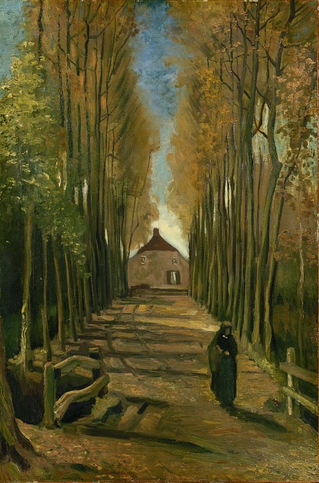 文森特·梵高（Vincent van Gogh）–1884年，秋天的白杨树大道油画