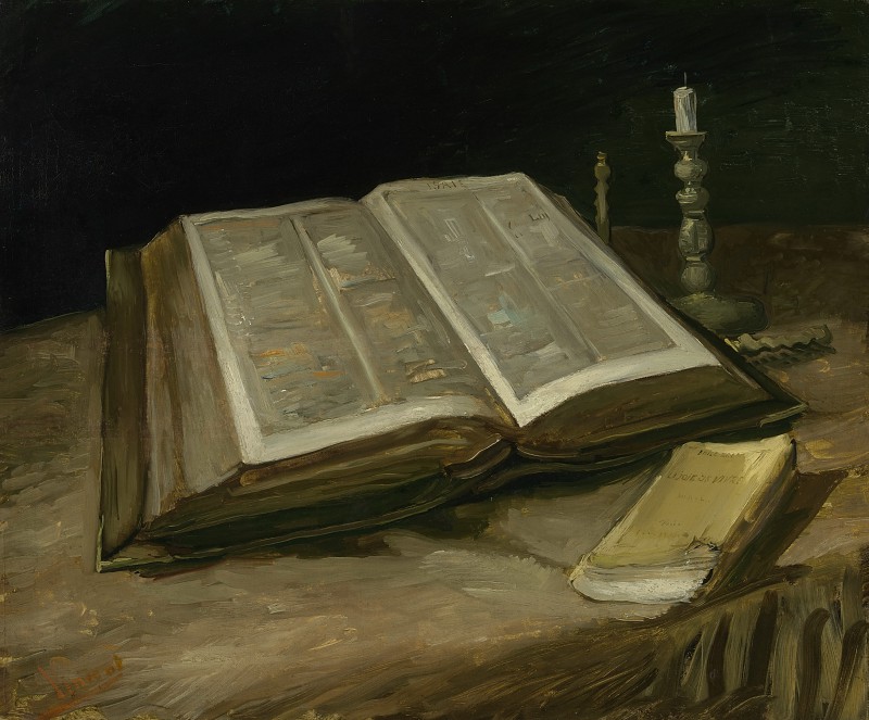文森特·梵高（Vincent van Gogh）–《静物与圣经》油画